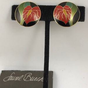 Vintage Laurel Burch Enameled Clip on Earrings